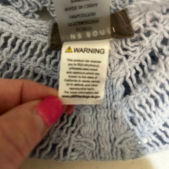 Y2K Sans Souci Women‎ Crop Crochet Knit Top S Festival Cottagecore Boho Beachy - Picture 6 of 9